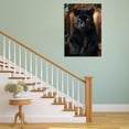 thumbnail image 3 of Mudket Black Panther on Gold Ornate Throne Chair Canvas Wall Art, Luxury Royal Wildlife Wall Pictures for Living Room Print for Office Home Decor , Framed Ready to Hang - 12"L x 8"W, 3 of 9