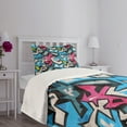 thumbnail image 3 of Ambesonne Grunge Quilted Bedspread Set 2 Pcs, Street Art Graffiti Funk, Twin Size, Multicolor, 3 of 5