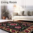 thumbnail image 2 of ODIKA 6'x9' Machine Washable Non-Slip Area Rug, Vintage Botanical Floral Embroidery Crochet Yarn Hook Project High Traffic Rug with Pad, Red, 655170, 2 of 8