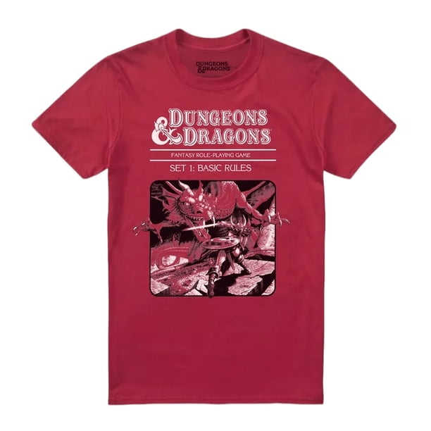 Dungeons & Dragons - Camiseta Basic Rules Caja para Hombre (Rojo Cardenal)