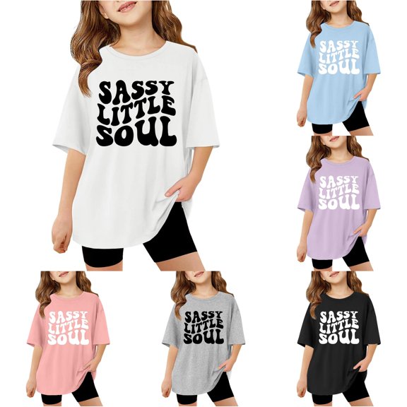 Children Tween Girls Short Sleeve T Shirts Tween Summer Oversized Tops Casual Crewneck Basic Tees Junior Girls Tops 13-14 Years