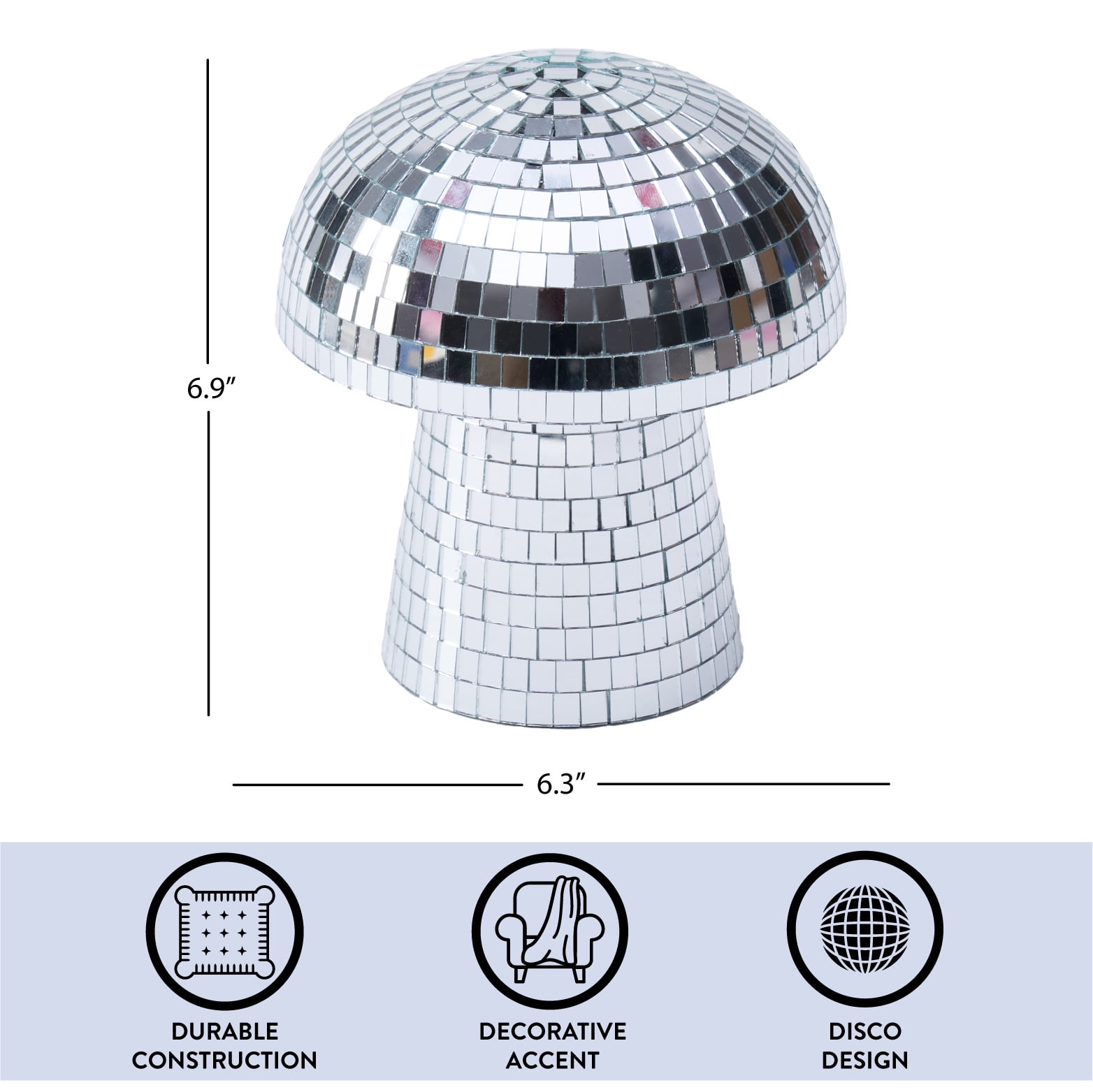 Urban Shop Disco Mushroom Decorative Figurine, 6.9" H x 6.3" W