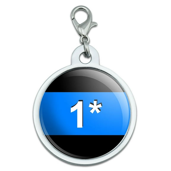 Thin Blue Line 1 One Asterisk - Police Policemen Large Metal ID Pet Dog Tag
