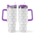 thumbnail image 2 of 40oz Purple Bow Tumbler with Handle Straw and Lid Bow-Knot Travel Coffee Tumbler Cup for Women Friend Holiday Birthday, 2 of 9