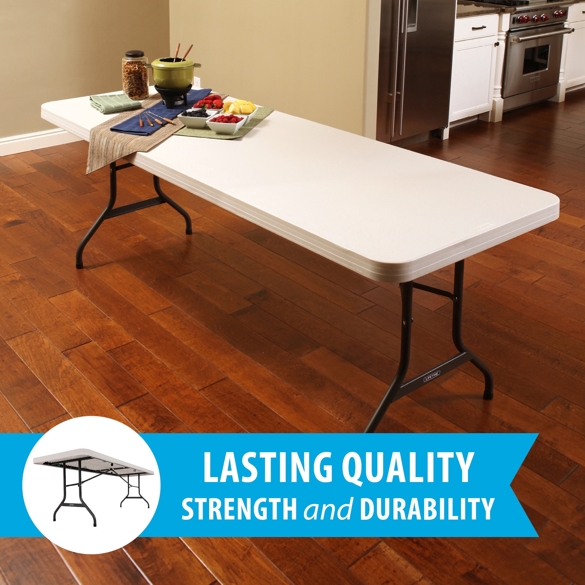 Lifetime 8' Commercial Grade High-Quality Folding Table, Almond (22984)
