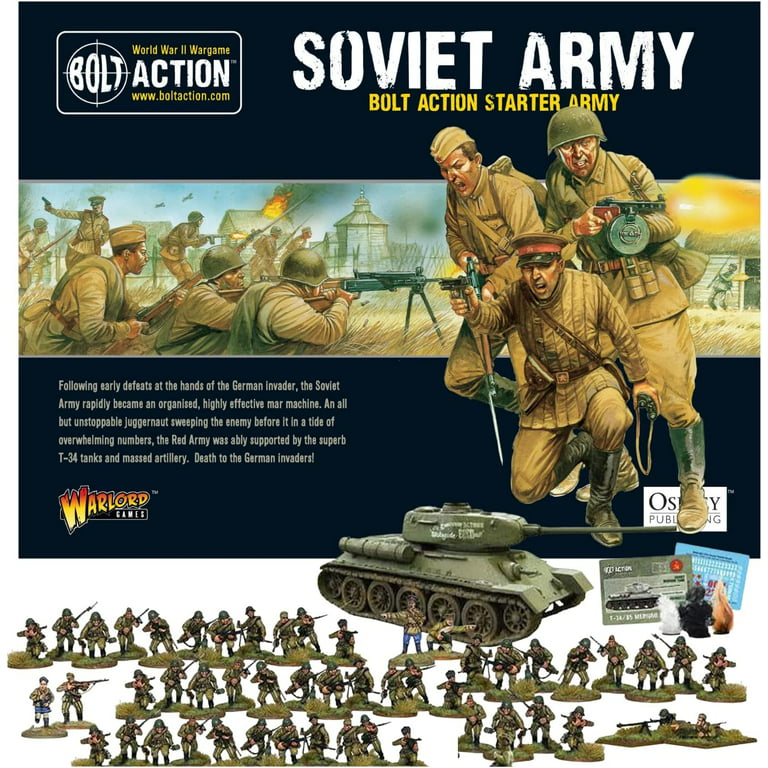 Hearty Link Såvel Wargames Delivered Bolt Action Miniatures - Warlord Games Soviet Army  Starter Set, 28mm Miniatures - 66 Bolt Action Soviet Army, 1 Tank Model Kit  and WW2 Model Kits Plastic Model Kits Military - Walmart.com
