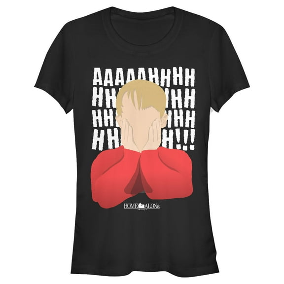 Junior's Home Alone Kevin Ahhh Silhouette Graphic Tee Black Medium