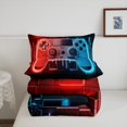 thumbnail image 5 of Red Blue Gaming Comforter Set - Gamer Comforter Twin Bedding Sets , Neon Lights Abstract Geometry Design Gamer Room Decor, 5 of 7