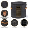 thumbnail image 3 of Round Hat Storage Box - Foldable Hat Box with Lid for Stuffed Clothes and Animal Toy, Carrying Organizer Box Dark Grey, 3 of 6