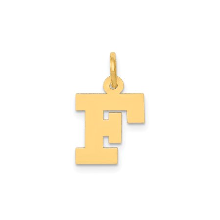 10k Yellow Gold Initial F Pendant Necklace for Women or Unisex Wear, Block Letter Charm in Bold Flat Style, Personalized Monogram Jewelry for Everyday Fashion or Name Identity