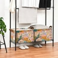 thumbnail image 3 of Yayeee Foldable Storage Basket for Shelves with Handles Waterproof Cloth Bins, Orange Cityscape Painting, 3 of 7