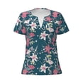 thumbnail image 2 of Uemuo Lilies Flowers Drawing Women's Deep V-Neck Low Cut Tops - Casual Loose Fit with Stainless Steel Loop, Soft, Breathable, Perfect for Office, Travel, and Daily Wear-Medium, 2 of 5
