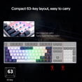 thumbnail image 3 of CQ63 60% Compact RGB Wireless Mechanical Gaming Keyboard, Bluetooth 5.0, Blue Switches, Wired Keyboard 63 Keys for PC Tablet Laptop Cell Phone, White Blue, 3 of 8