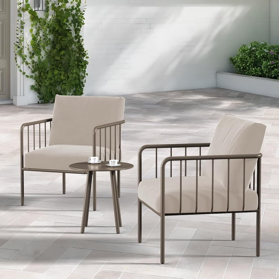 PXZEE 3-Piece Outdoor Patio Furniture Set with Coffee Table, Waterproof Sectional Sofa with 5" Thick Cushions, Modern Compact Balcony Furniture, Supports up to 350 lbs, Easy 15-Min Assembly,Beige