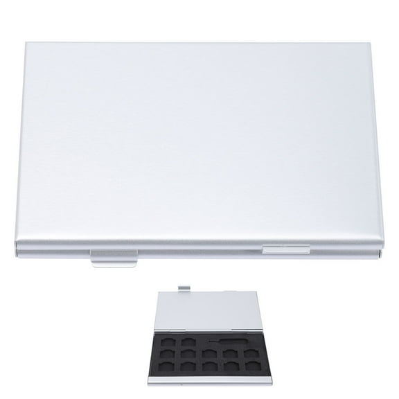 QIFULL Phone Card Holder Silver Storage Box Protective Case for Sim and Cards