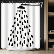 Black and White Shower Curtain Water Drop Shower Curtain for Bathroom Waterproof Polyester Fabric Modern Shower Curtains with 12 Pcs Hook, 72X72 Inch