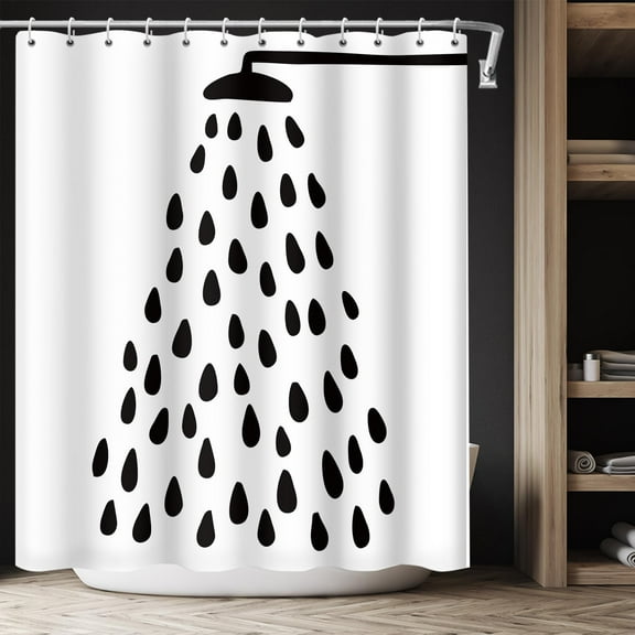 Black and White Shower Curtain Water Drop Shower Curtain for Bathroom Waterproof Polyester Fabric Modern Shower Curtains with 12 Pcs Hook, 72X72 Inch