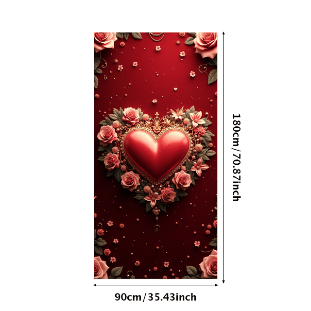 Red Roses Flower Vase Backdrop Photo Booth Background Romantic Hanging Hearts Wedding Photography Banner Valentines Celebrations Decor Event