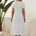 thumbnail image 5 of Avolia Plus Size Women Short Sleeve Dress with Pockets Pleats Round Neck Lightweight Casual Wear White XXXXL, 5 of 7
