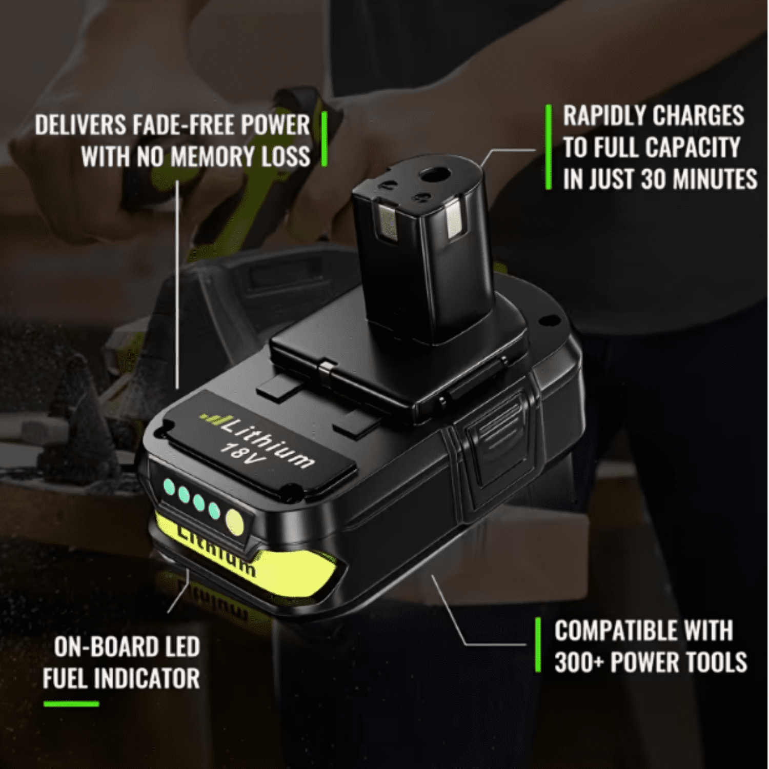2Packs 3.6Ah P102 18V Lithium-Ion Battery Replacement for Ryobi 18V Battery P102 P103 P104 P105 P107 P108 P190 Compatible with Ryobi Battery Cordless Tools