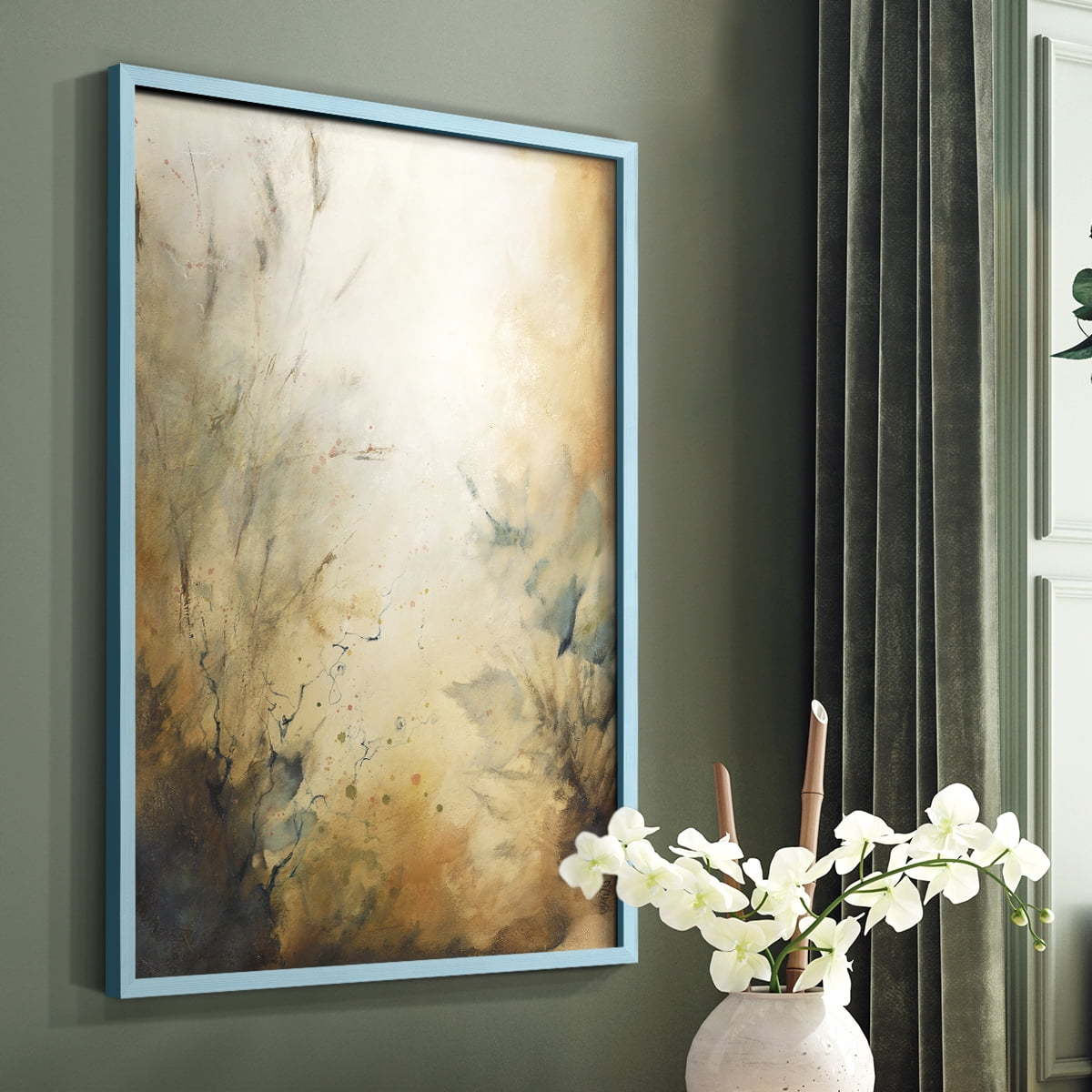 Desert Song I Framed Print in Blue Solid Wood Framed Print No Nail Hanging