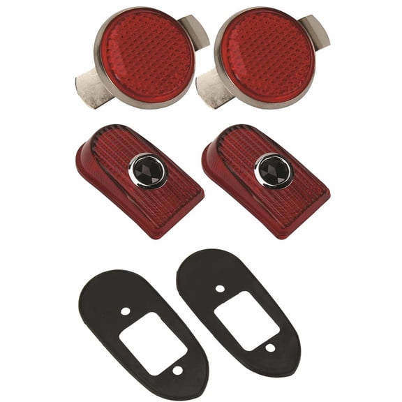 1949-50 Chevy Tail Light Reflectors, Lenses and Pads, Blue Dot