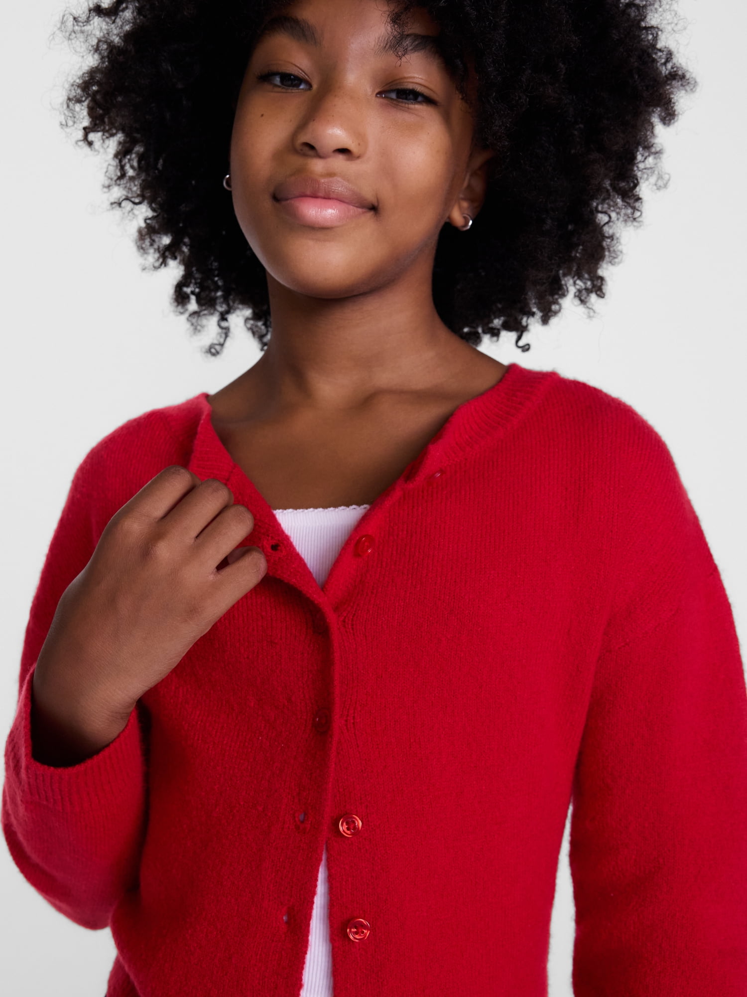 Weekend Academy Girls Button Front Cardigan with Long Sleeves, Sizes 4-18