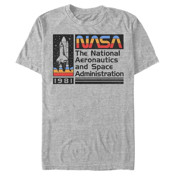 Men's NASA 1981 Retro Stripes  Graphic Tee Athletic Heather X Large