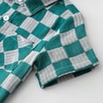 thumbnail image 6 of GYRATEDREAM Toddler Boy Clothes Shorts Set Checkerboard Print Shirt Short Sleeve Button Down Top Solid Shorts Summer Outfit, 2-3T, 6 of 9