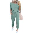 thumbnail image 1 of Womens Short Sleeve Two Piece Outfits Loungewear Sweatsuit Sets Outfits Athletic Tracksuits, 1 of 5