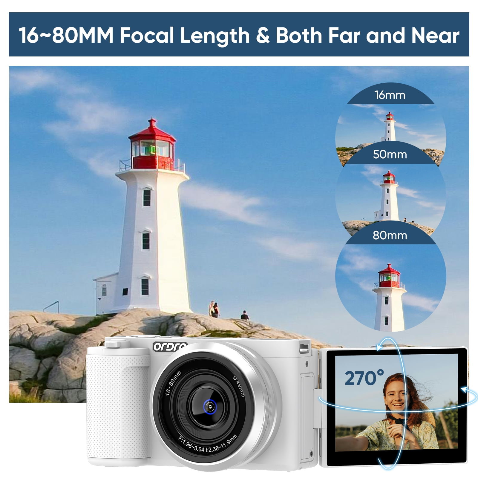 ORDRO G930 Digital Camera for Content Creators Vlogging Camera 5K 16-80 mm Wide Angle Cameras for Photography Youtube Auto-Focus