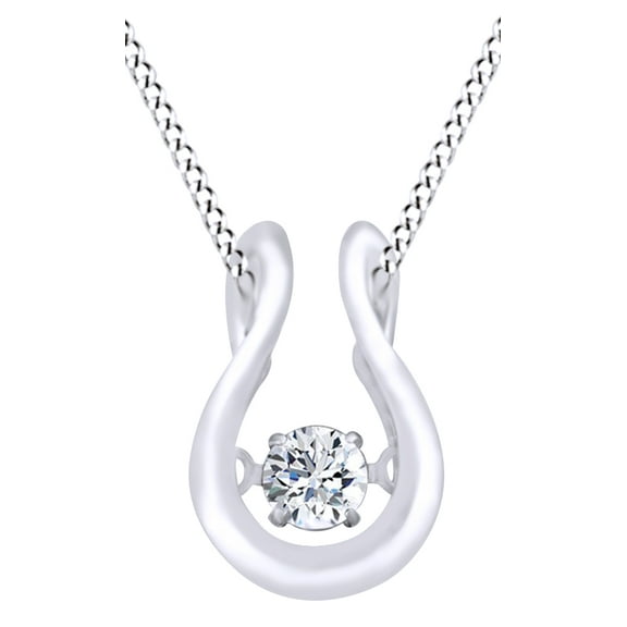AFFY Round Cut Dancing White Natural Diamond Fashion Pendant Necklace In 14k White Gold
