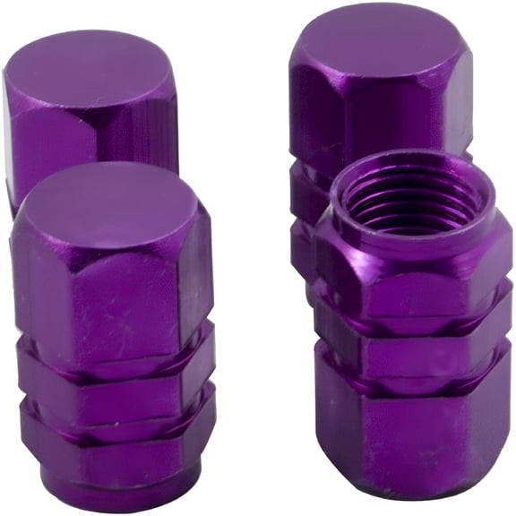 RIONIMA 2026 New 4 Pcs Polished Aluminum Chrome Tire Valve Stem Caps for Cars,Trucks,Motorcycles (Purple)