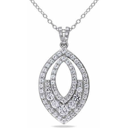 Miabella 1-3/4 Carat T.G.W. Created White Sapphire and Diamond-Accent Sterling Silver Fashion Pendant, 18