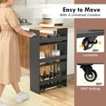 thumbnail image 5 of 4-Tier Rolling Storage Cart, 8 Inches Slim Kitchen Cart on Wheels with Open Shelves & Handle, Laundry Room Cart Between Washer and Dryer, for Narrow Space Bathroom Next to Fridge (Grey & Natural), 5 of 8