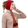 thumbnail image 1 of Winter Tie Knitting Warm Ear Protector Plush Hair Ball - Khaki, 1 of 6