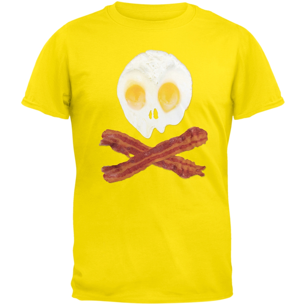Eggs And Bacon Skull And Cross Bones Yellow Adult TShirt