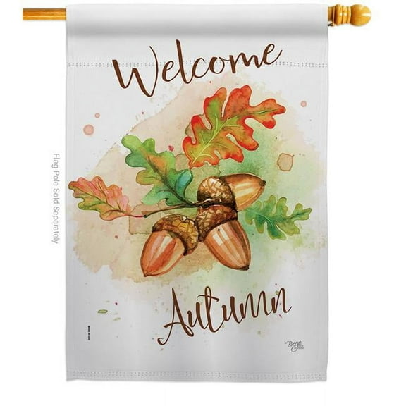 Breeze Decor H113095-BO Welcome Autumn House Flag Fall Harvest & 28 x 40 in. Double-Sided Decorative Vertical Flags for Decoration Banner Garden Yard Gift