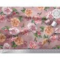 thumbnail image 2 of Soimoi Tissu en Coton Orange Canard Feuilles & Roses Imprimé Tissu au Mètre 56 Pouces de Large, 2 of 3