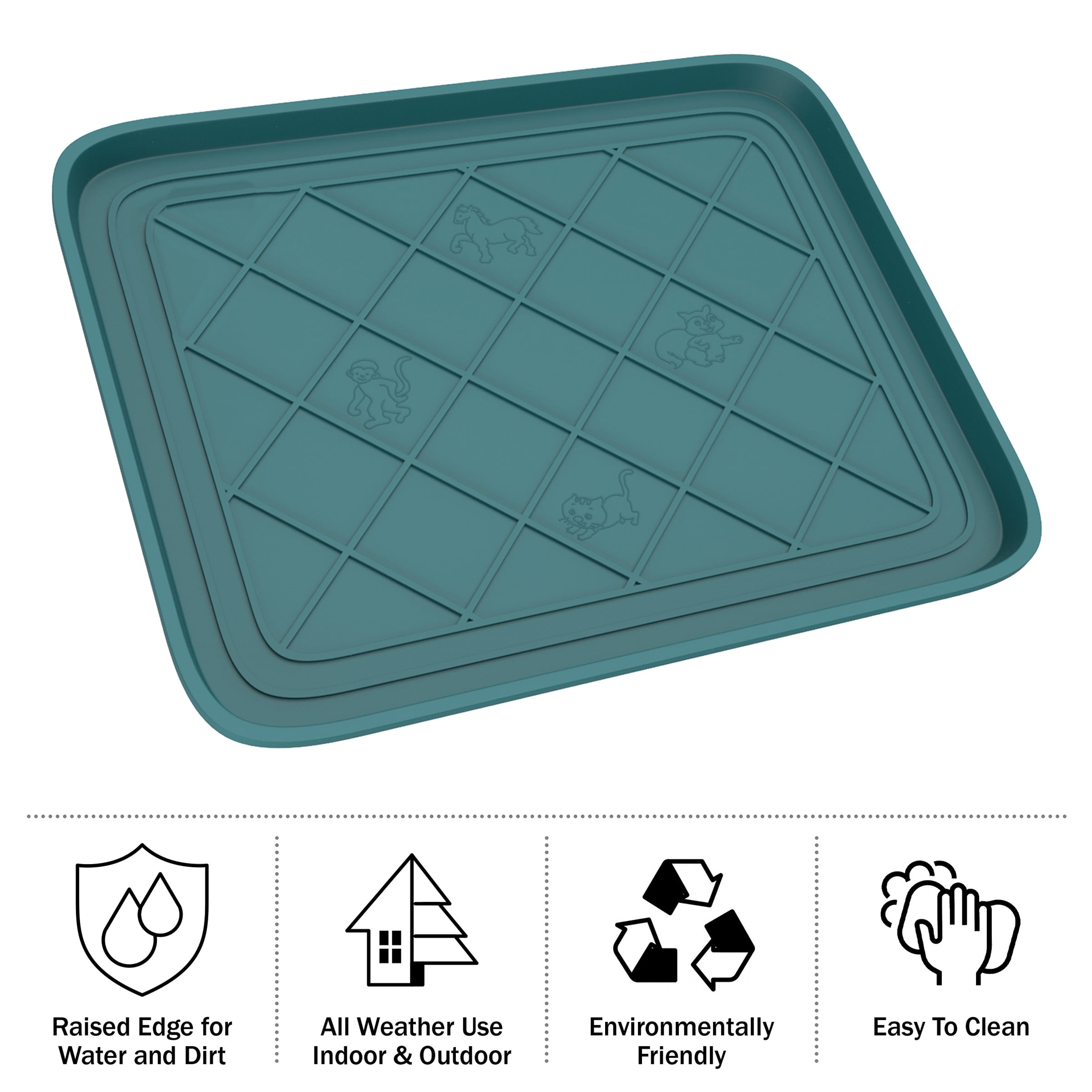 All Weather Boot Tray - Small Water Resistant Plastic Utility Shoe Mat for Indoor and Outdoor