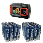 Angle View: Coleman Red Duo2 Dual-Screen Waterproof Digital Camera with 20 Megapixels and Fiji AAA 40 PK