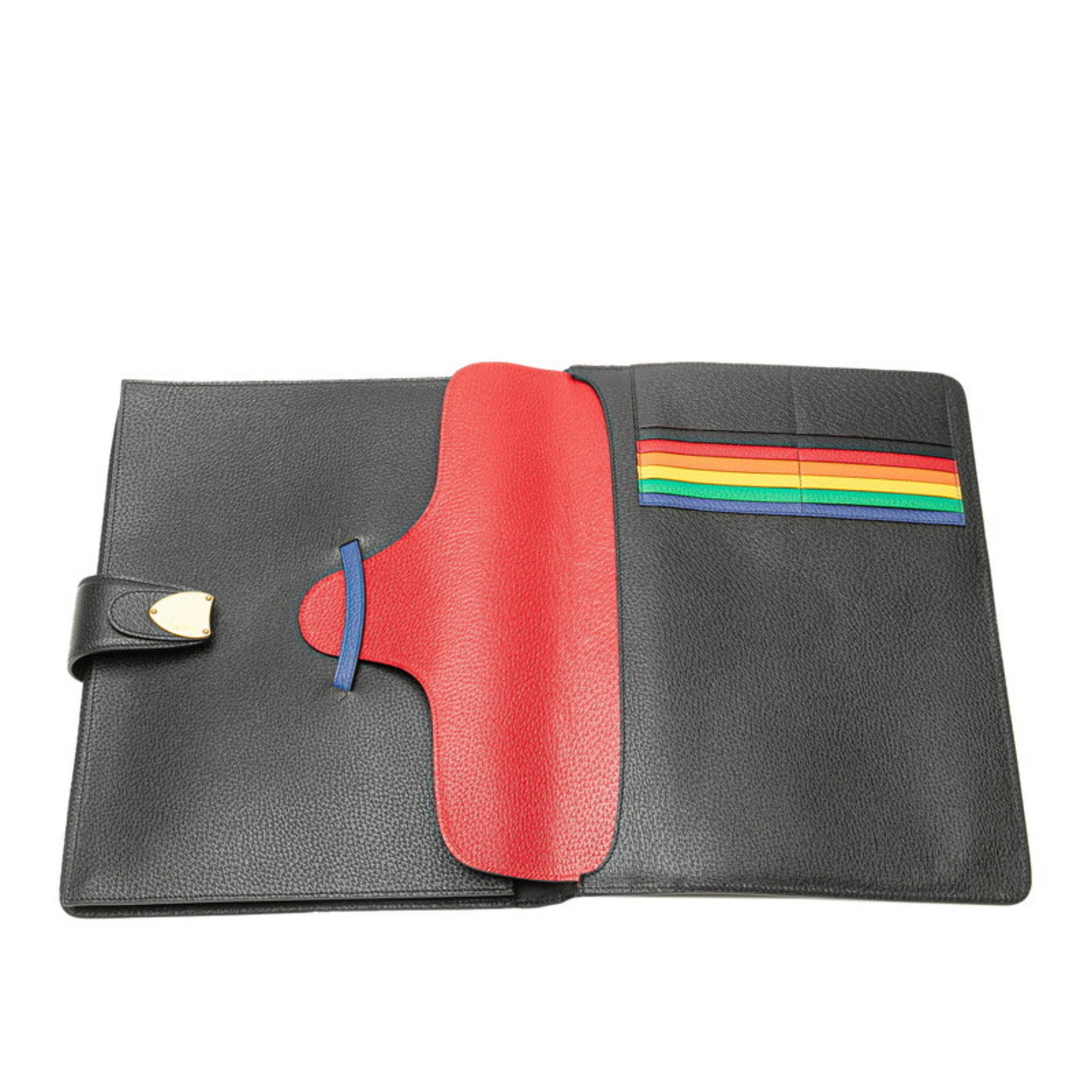 Pre-Owned Gucci Cat Head Briefcase Clutch Bag 495655 Black Leather Men's GUCCI (Good)