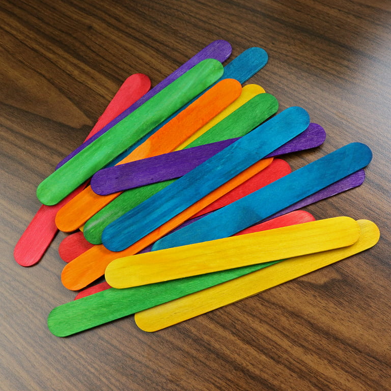 500 Pack 6 Inch Jumbo Craft Sticks in Bright Colors - Wooden Popsicle Sticks