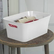 (6 pack) Mainstays Medium Open Plastic Storage Bin with Handles, White
