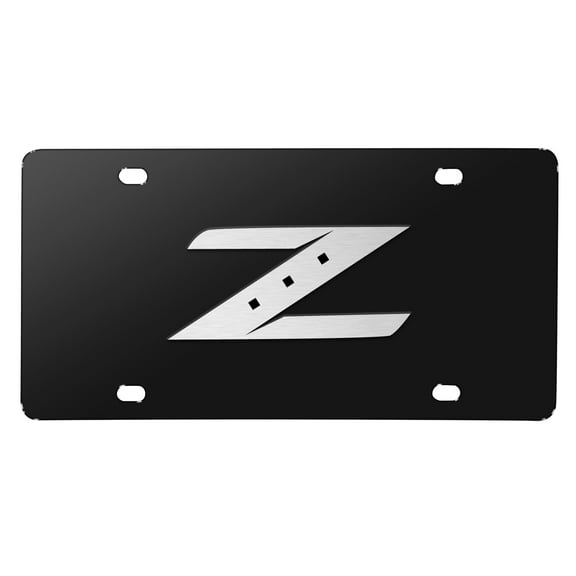 Nissan 350Z Z 3D Brush Metal Look Logo Black Stainless Steel License Plate