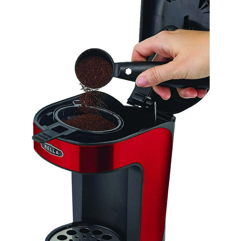 Bella Easy to Use 1 Scoop 1 Cup Powerful Compact Coffee Maker Machine,  Red/Black 