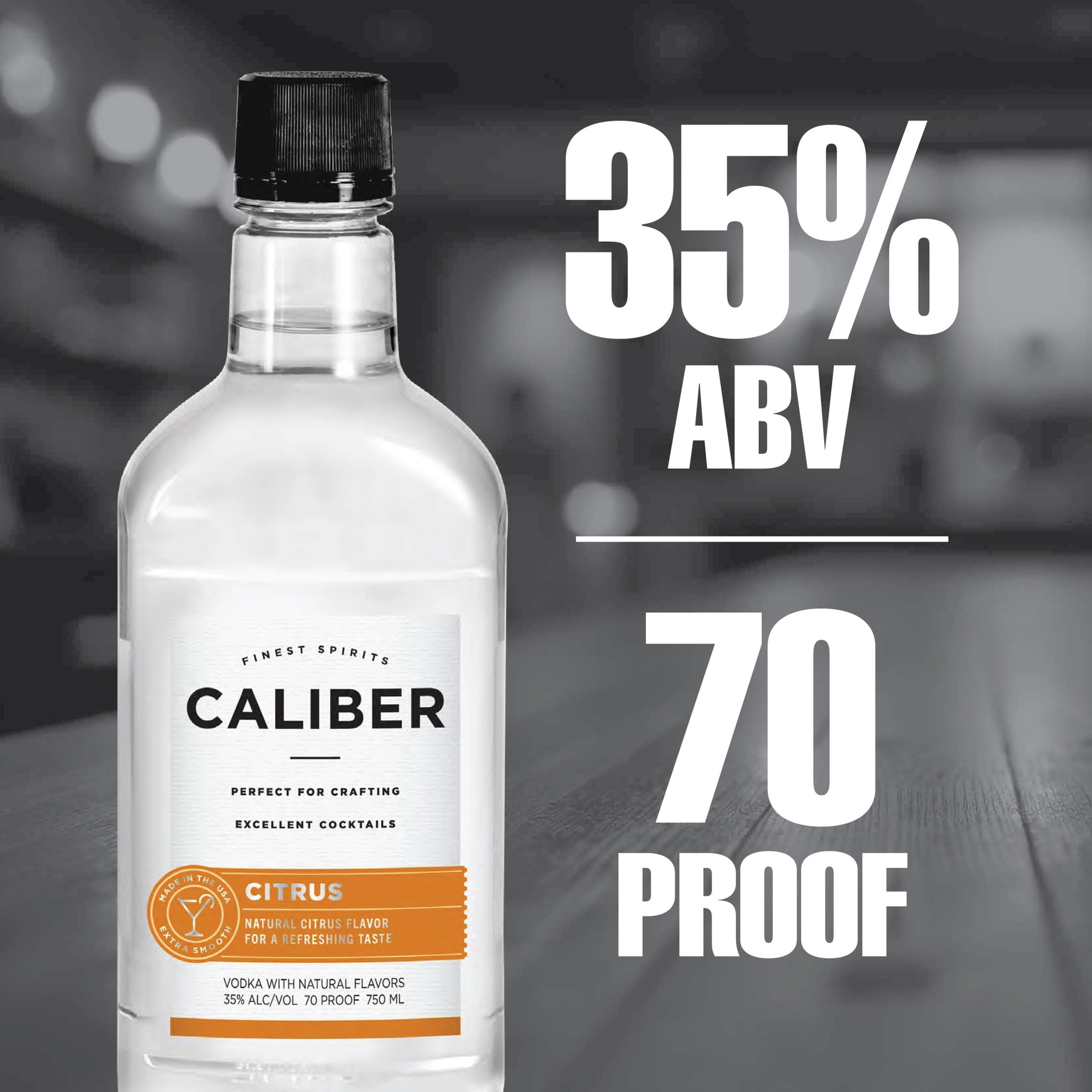 Caliber Citrus Vodka, 750ml Traveler Bottle of Vodka, 70 Proof