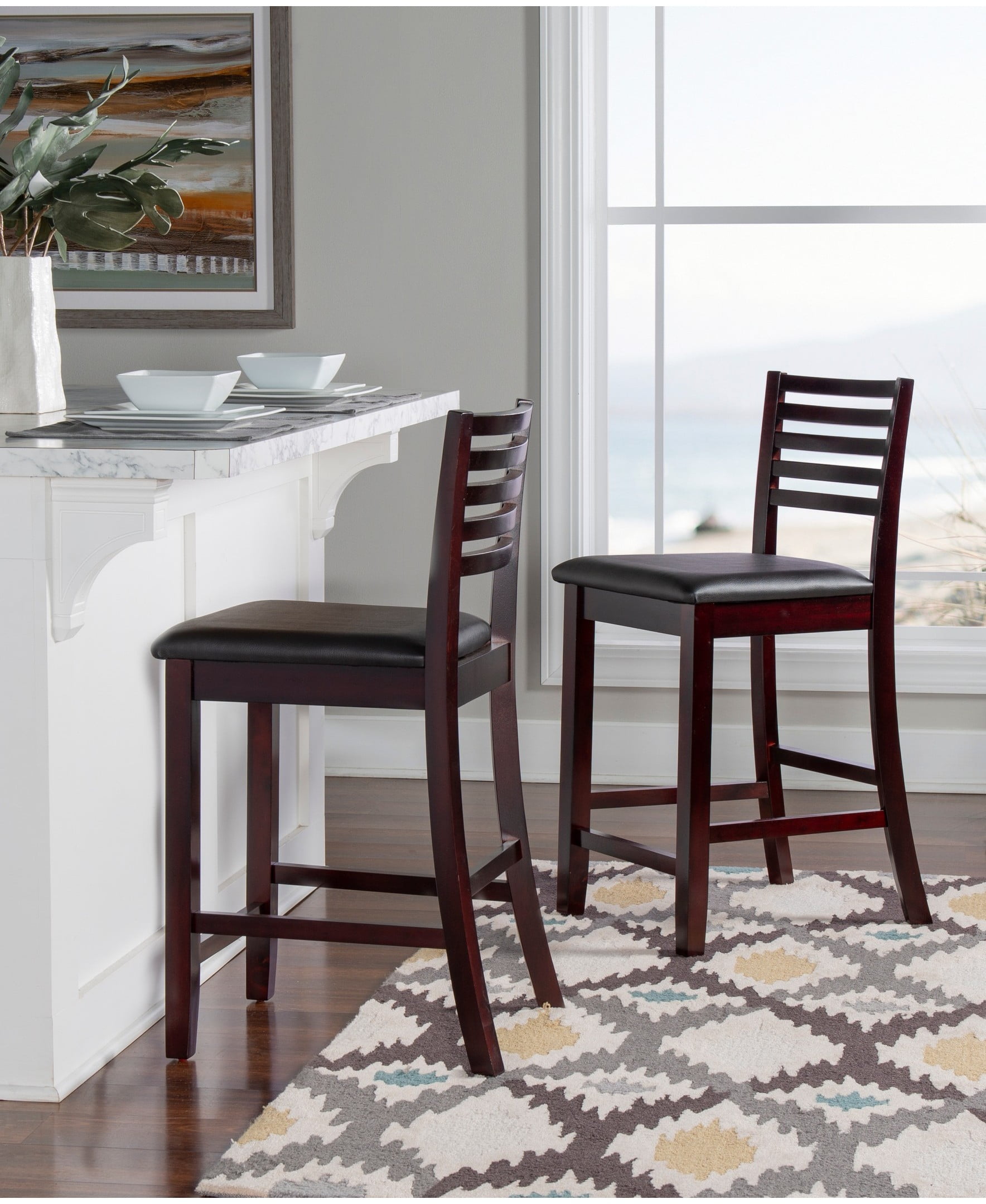 Linon Triena Full Back Wood Counter Stool, 24