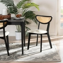 Baxton Studio Dannell Mid-Century Modern Cream Fabric and Black Finished Wood 2-Piece Dining Chair Set