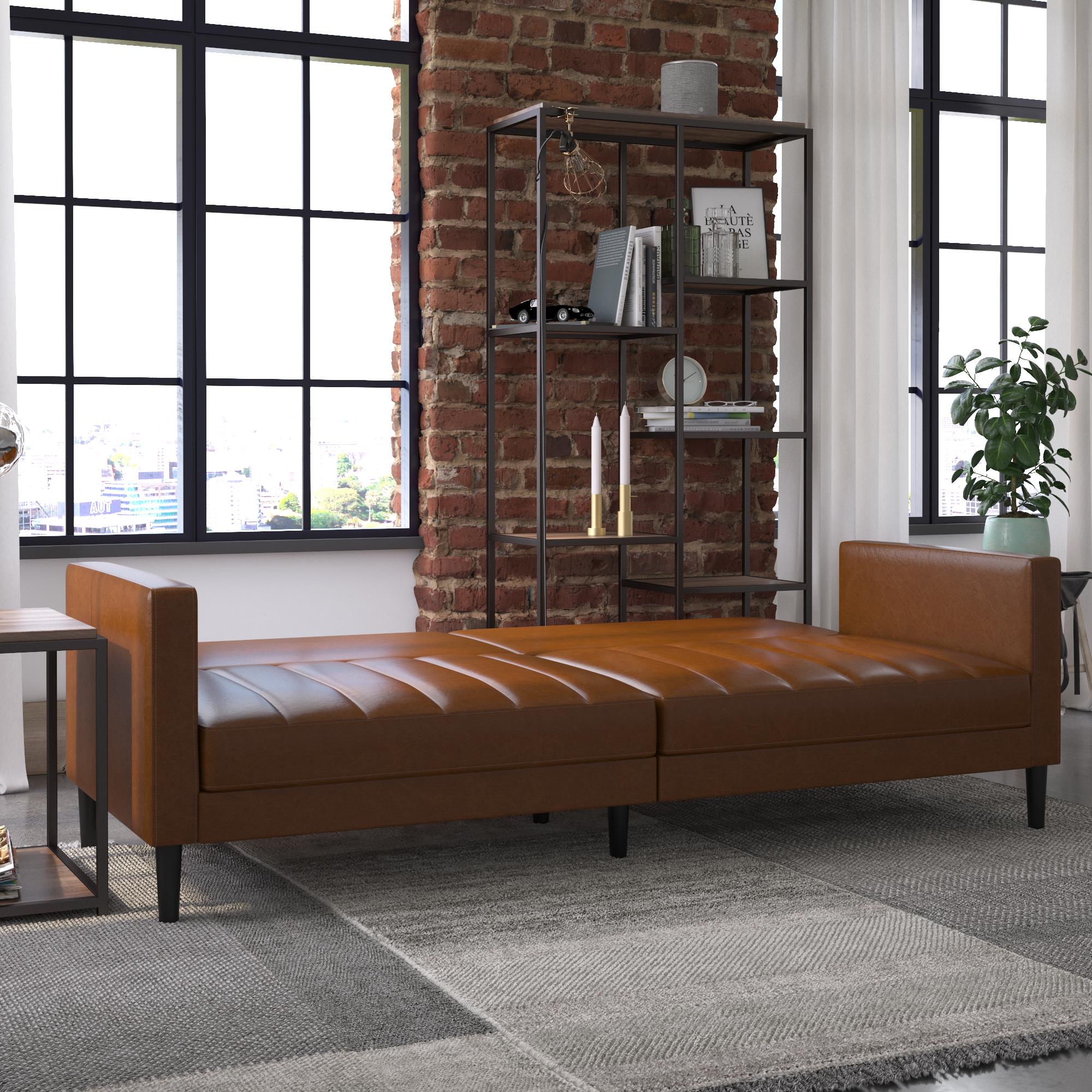 DHP Farnsworth Futon, Camel Faux Leather - image 2 of 25